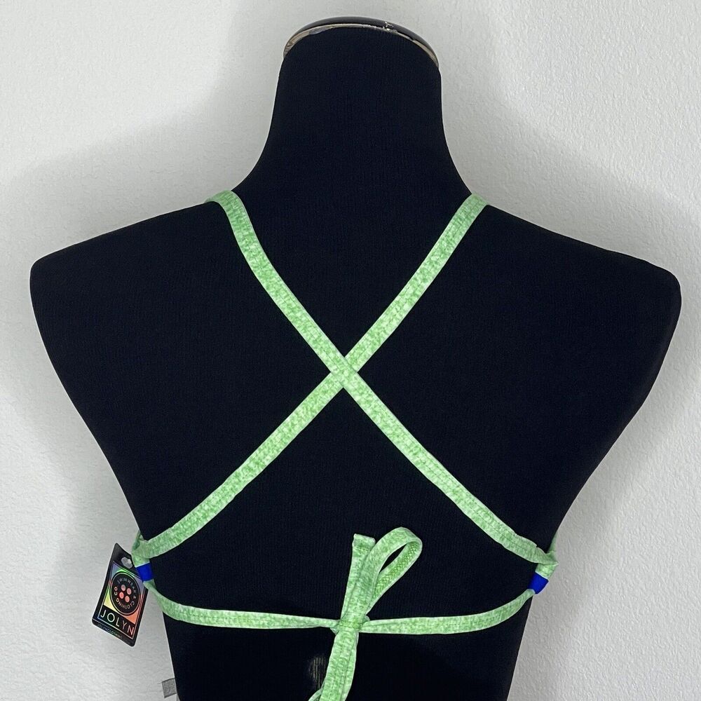 Jolyn Vent Bikini Top Green Blue Trim Small New With Tags — image 2 of 4